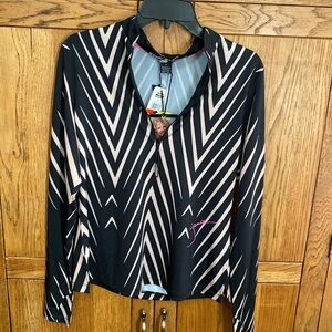 Jamie Sadock Darts Lifestyle Artwear Zip Front Top, Sz S, Color-Crème Brûlée NWT